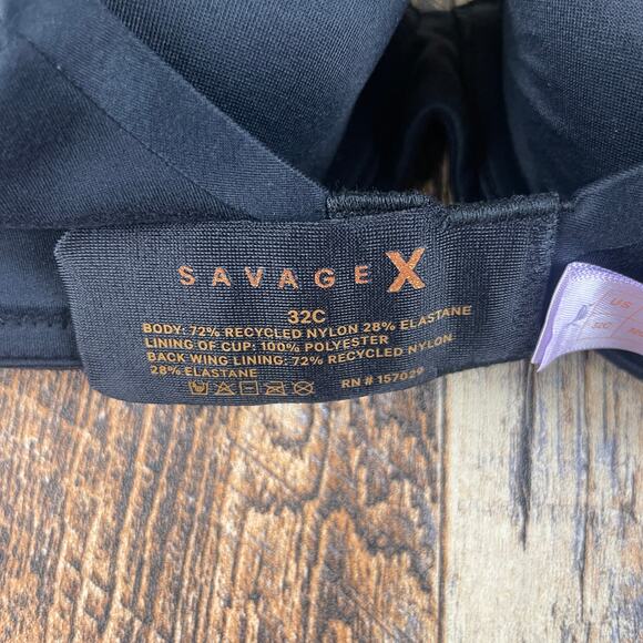 Savage X Fenty by Rihanna Women's 32C Caviar Black Soft N Savage Padded Demi Bra - Picture 12 of 16